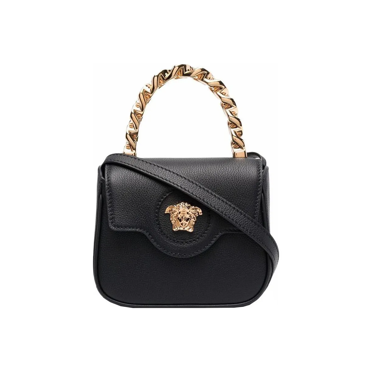 VERSACE Leather Tote Bag, Shopping Bag, Shoulder Bag Women's Black