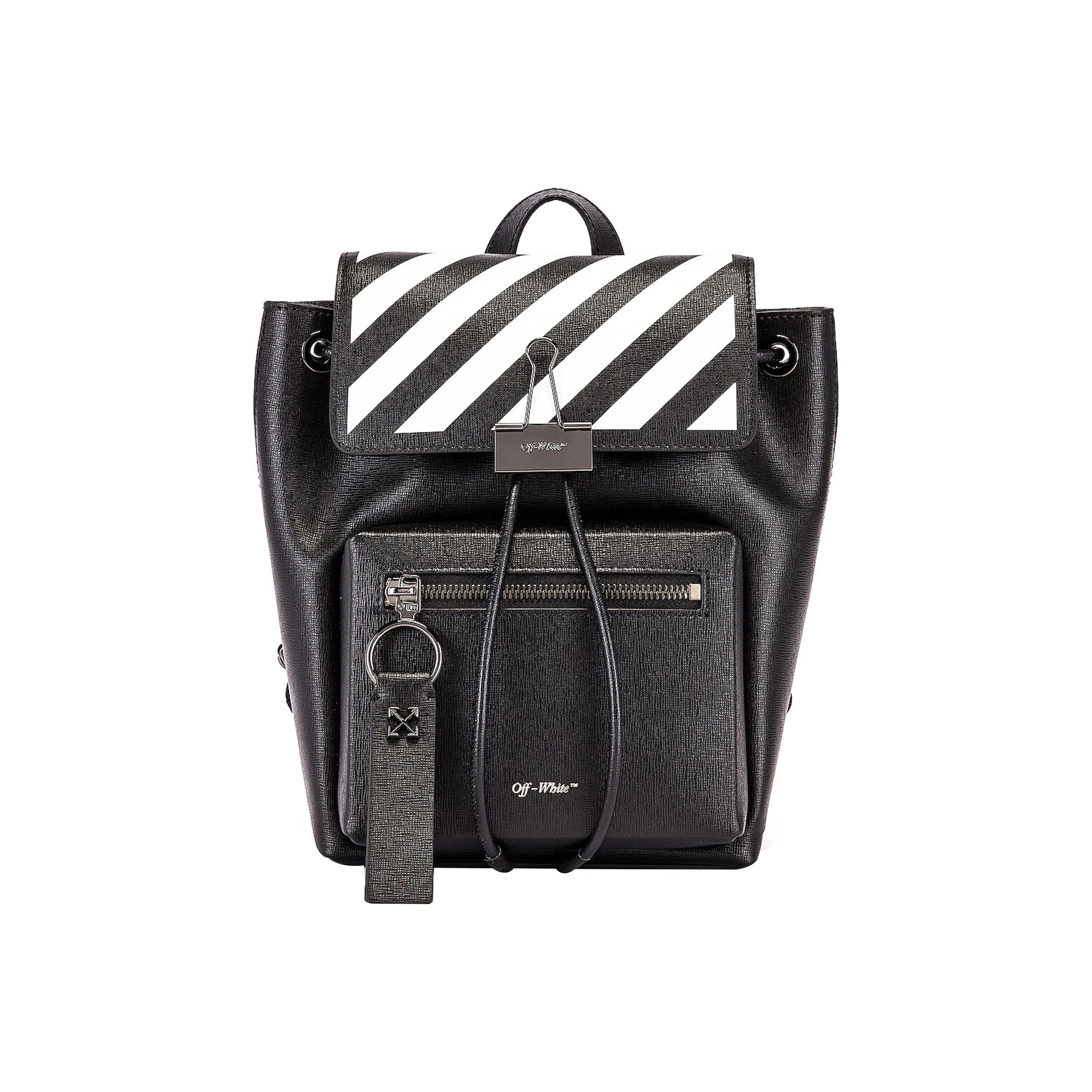 OFF WHITE Leather Handbag Backpack Regular Women's Black
