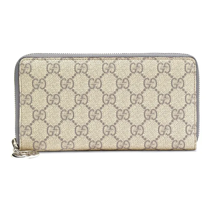 GUCCI Canvas With Leather Wallet Women's Beige/Gray