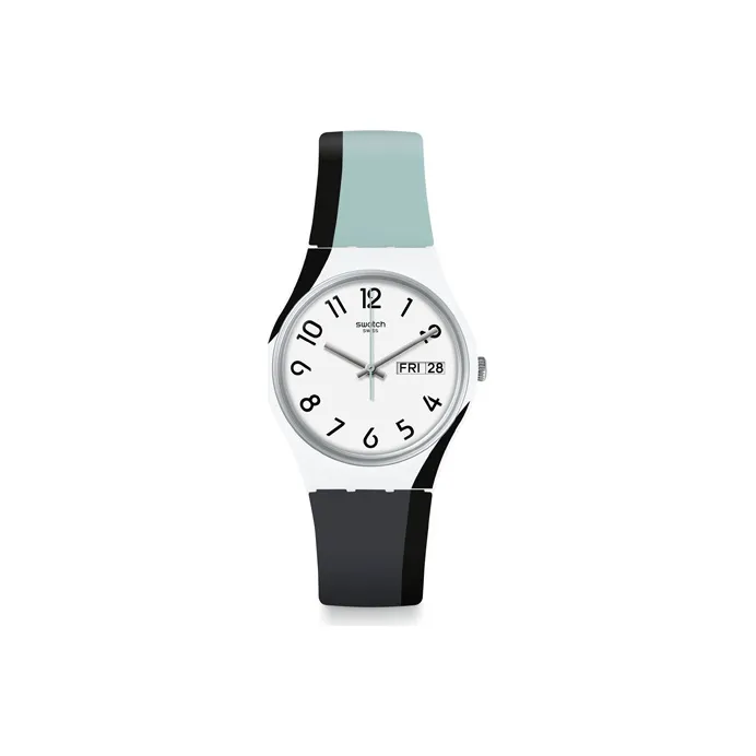 Swatch Quartz Механизм Унисекс Часы 39,2 мм Белый Циферблат Пластиковый Корпус Часы Силиконовый Ремешок
