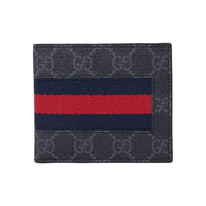 GUCCI Canvas With Leather Wallet Mini Men's Black Gray Color