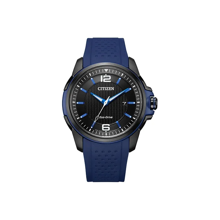CITIZEN Ecology Drive Collection Светильник Кварцевый механизм Резиновый ремешок Часы Мужские Черный циферблат