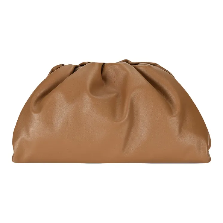 Bottega Veneta Cow Leather Cloud Bag Clutch Tubas Women's Caramel Brown
