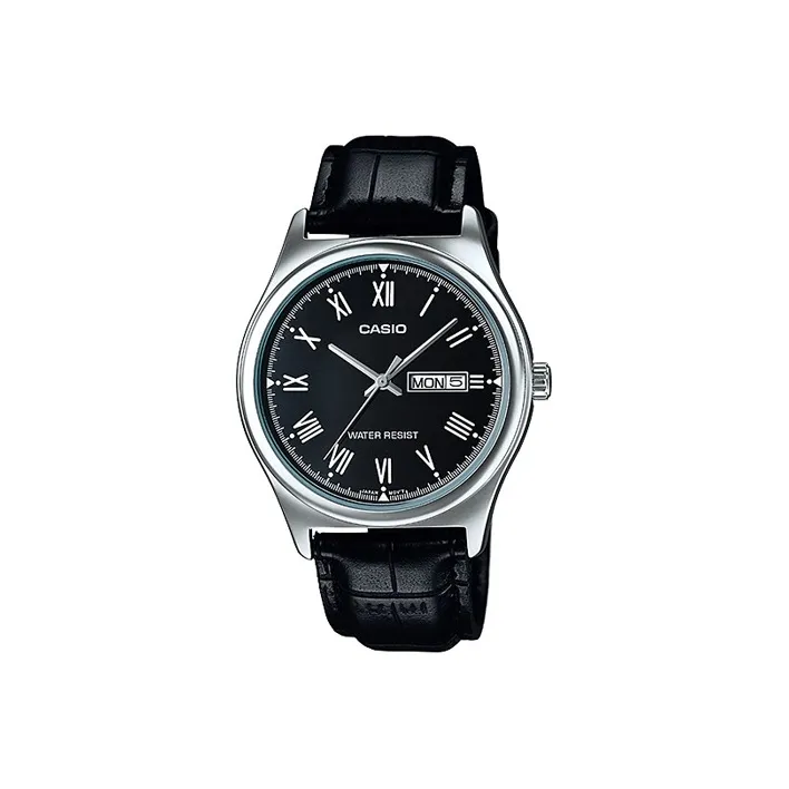 CASIO Standard Series Кварцевый механизм Кожаный ремешок Часы Мужские Черный циферблат