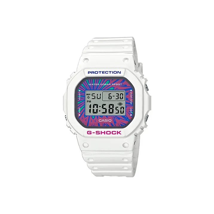 CASIO SQUAD Series Кварцевый механизм Смольный ремешок Женские часы Многоцветный циферблат DW 5600DN 7