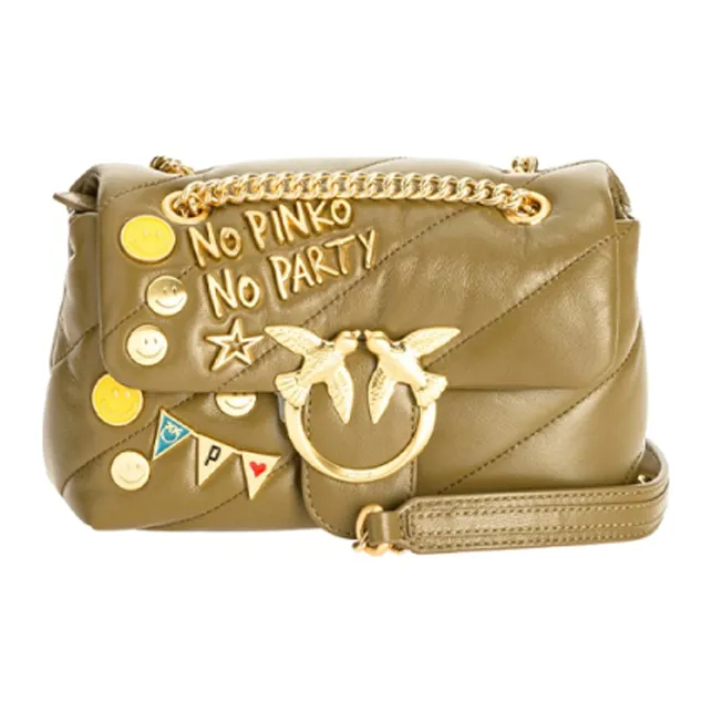 PINKO Puff Овчина Bird Сумка Swallow Сумка Сумка на плечо Маленькая Женская Золотая