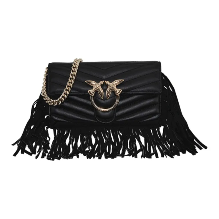 PINKO Love Icon Кожа Swallow Сумка Сумка через плечо Женская Черная