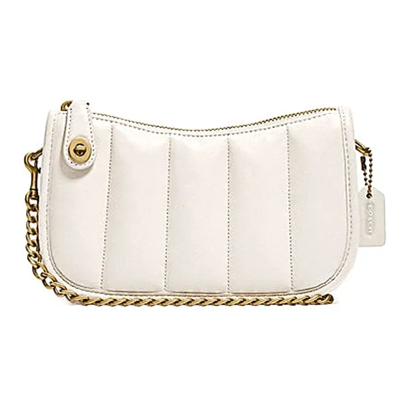 COACH Swinger Овчина Сумка через плечо Маленькая сумка Сумка Сумка через плечо Женская Розовая Белая