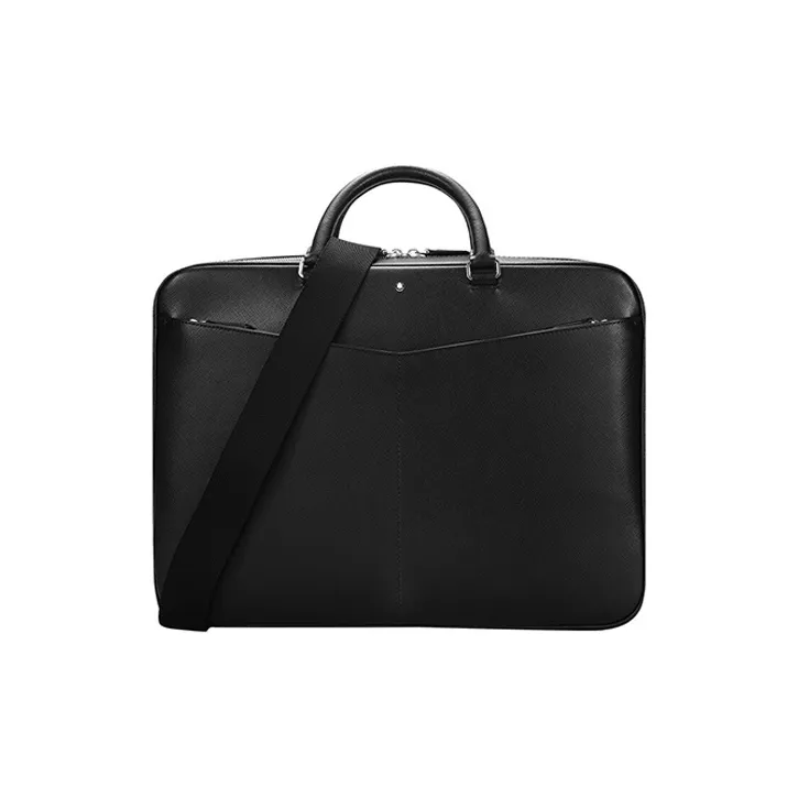 MONTBLANC MONTBLANC Cow Leather Briefcase Handbag Shoulder Bag Clutch Large Size Men's Black