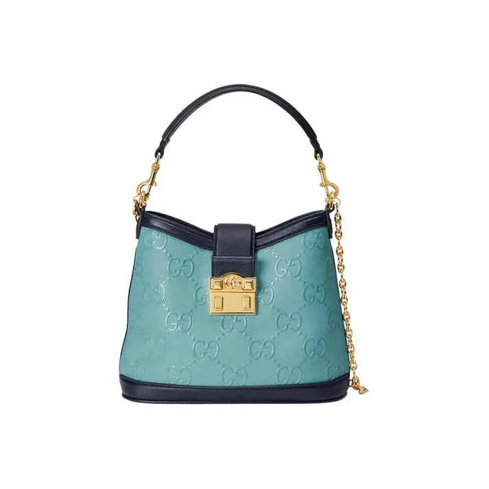 GUCCI Leather Shoulder Bag Trumpets Women's Blue