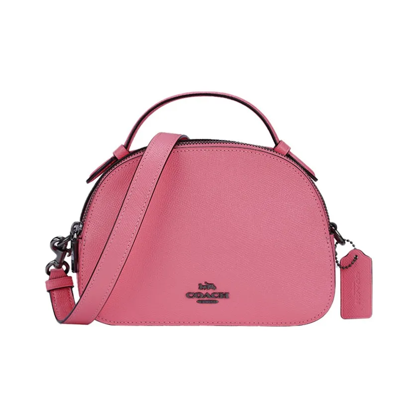 COACH Leather Chinese Steamed Bun Bag, Dome Bag, Round Bag, Crossbody Handbag Small Size Women's Pink