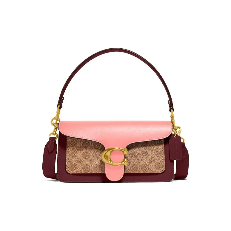 COACH Tabby Canvas With Leather Shoulder Bag Handbag Shoulder Bag Medium Size Women's Cherry Blossom Pink & Brown
