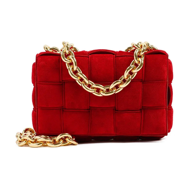 Bottega Veneta Chain Cassette Cow Leather Shoulder Bag, Crossbody Bag, Handbag Women's Red