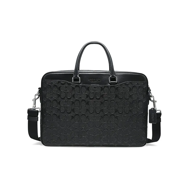 COACH Beckett Cow Leather Laptop Bag, Briefcase, Shoulder Bag, Crossbody Bag, Handbag Large Size Men's Black