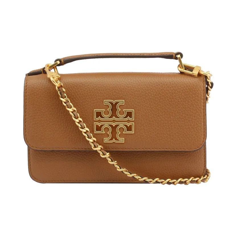 TORY BURCH Britten Cow Leather Chain Bag, Crossbody Bag, Shoulder Bag Women's Tan