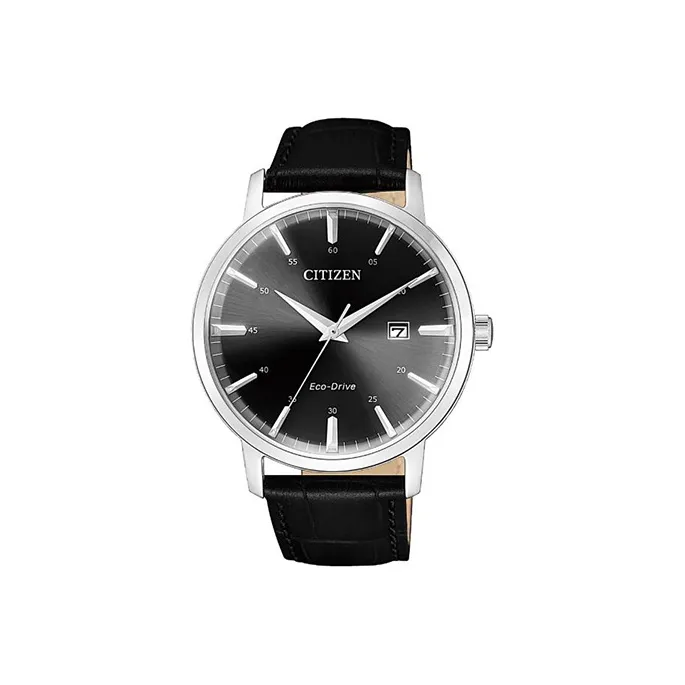 CITIZEN Ecology Drive Collection Светильник Кварцевый механизм Коровья кожа Ремешок Часы Мужские Черный циферблат