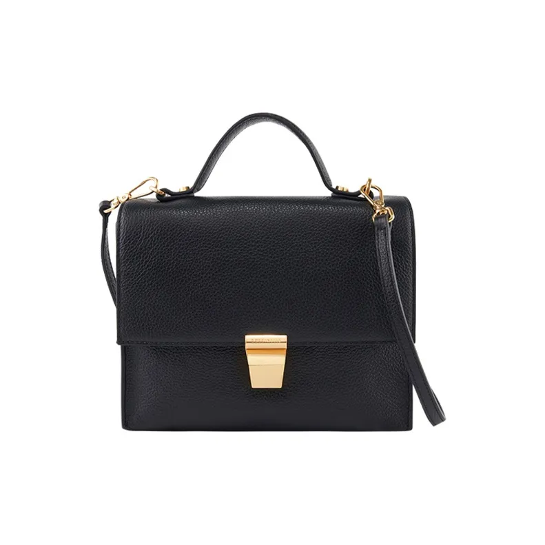 COCCINELLE Cow Leather One Shoulder Handbag Doctor Bag Small Size Women's Black