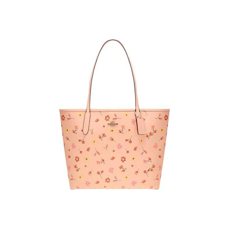 COACH City PVC With Skin Tote Bag, Shopping Bag, Handbag, Shoulder Bag Women's Pink Patchwork Floral All over Print