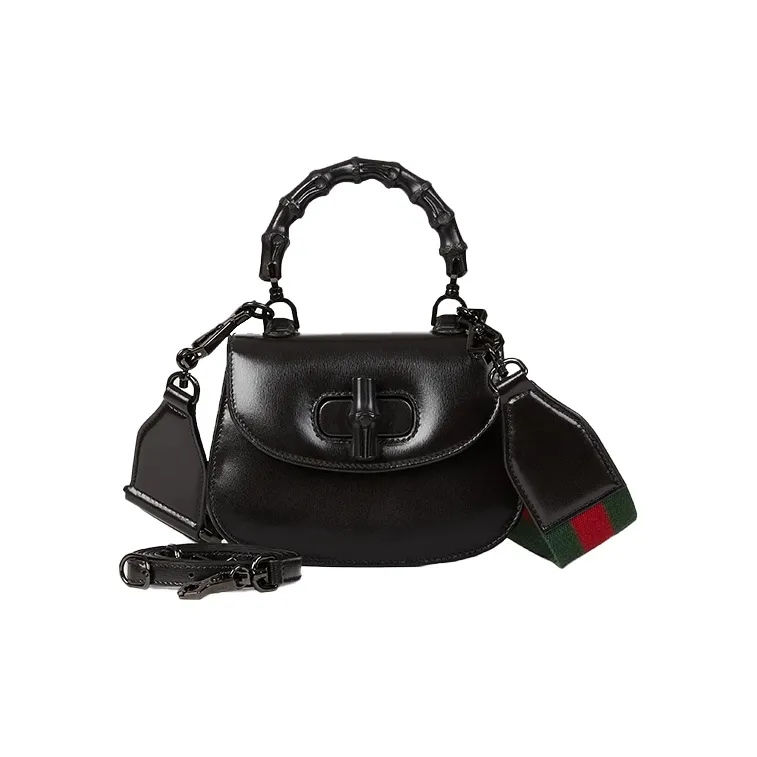 GUCCI Bamboo 1947 Leather Bamboo Bag Handbags Shoulder Bags Mini Women's Black