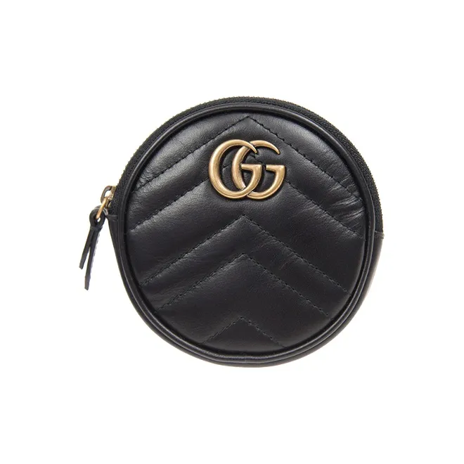 GUCCI Marmont Quilted Leather Coin Purse Women's Black