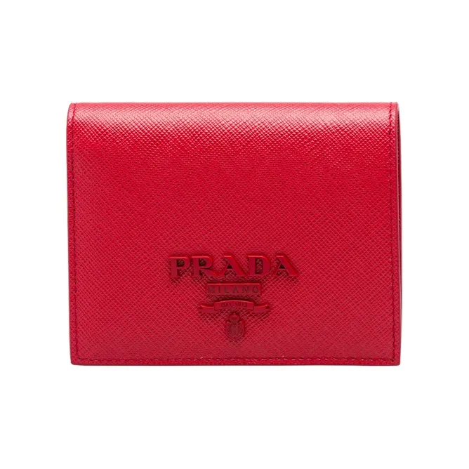 PRADA Saffiano кожа кошелек маленький женский красный
