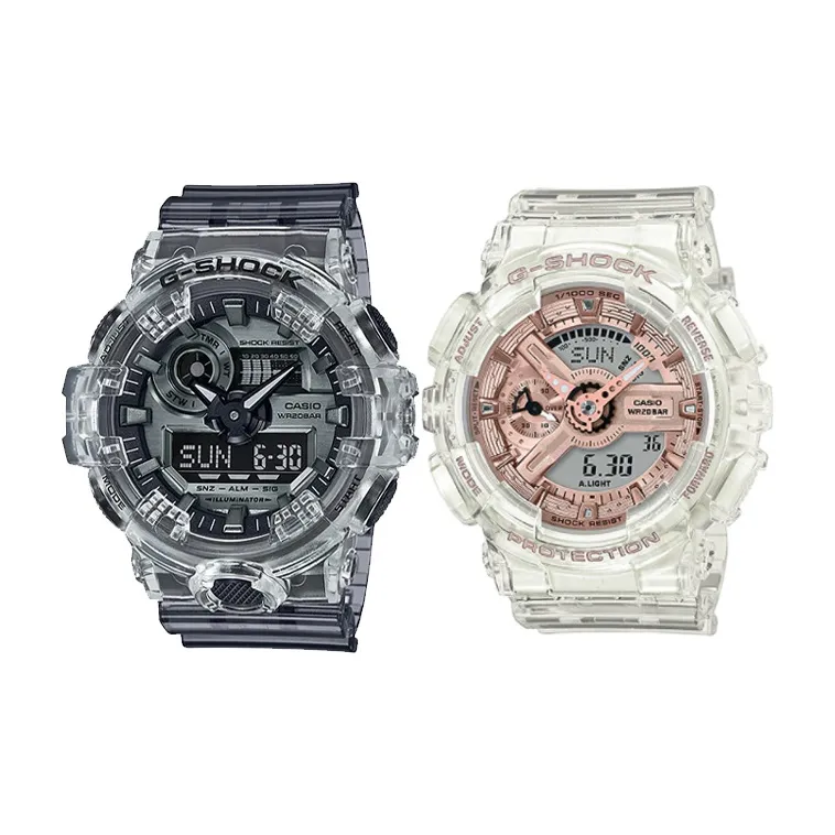 Г SHOCK Летний Ледяной Прохладный Прозрачный Ледяной Rigid Коллекция Кварцевый Механизм Смольный Ремешок Часы Унисекс Черный Циферблат