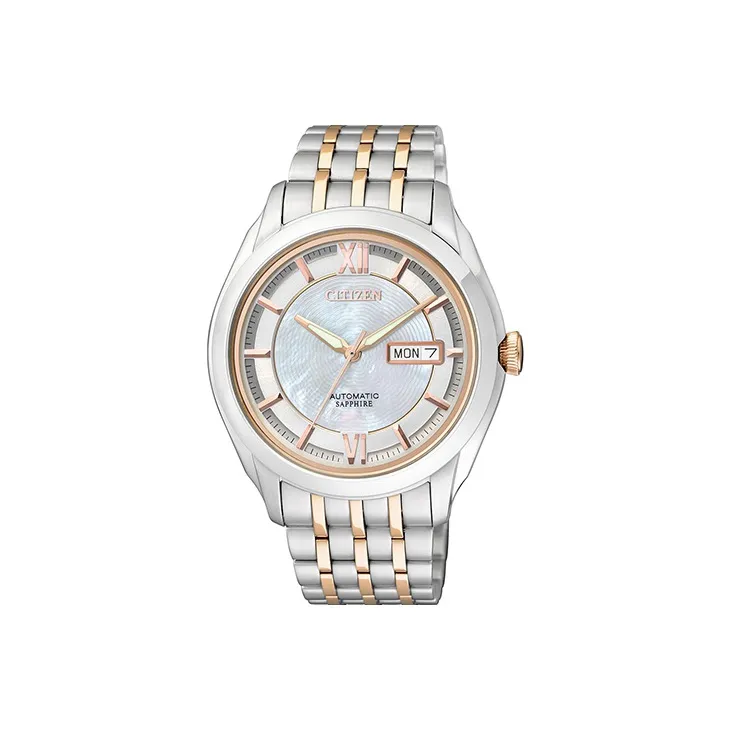 CITIZEN Автоматический Механический Механизм Нержавеющая Сталь Ремешок Часы Мужские Серебристый Циферблат