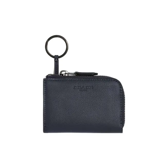 COACH Key Case Leather Coin Purse Key Pouch Mini Men's Black