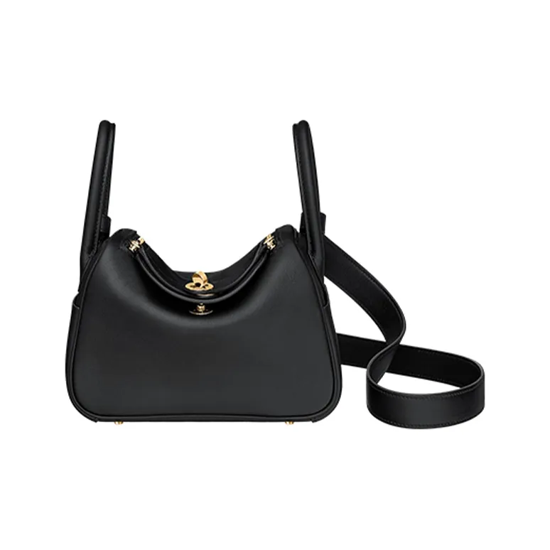 HERMES Lindy Swift Calfskin Handbag, Shoulder Bag, Crossbody Bag Mini Women's Noir Black