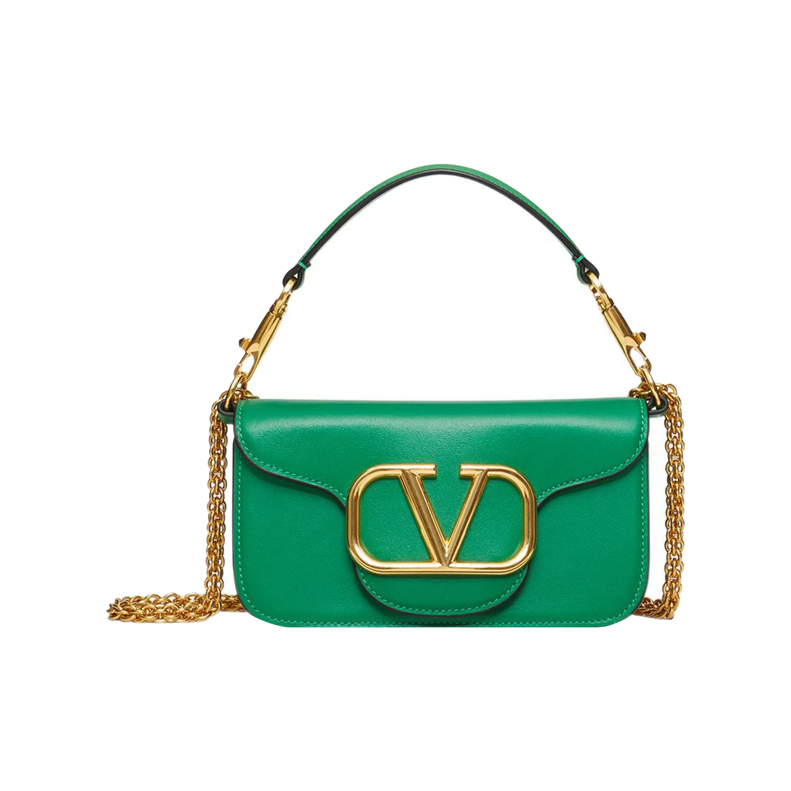 Valentino Locò Calfskin Baguette Bag One Shoulder Underarm Bag Handbag Mini Women's Vibrant Green