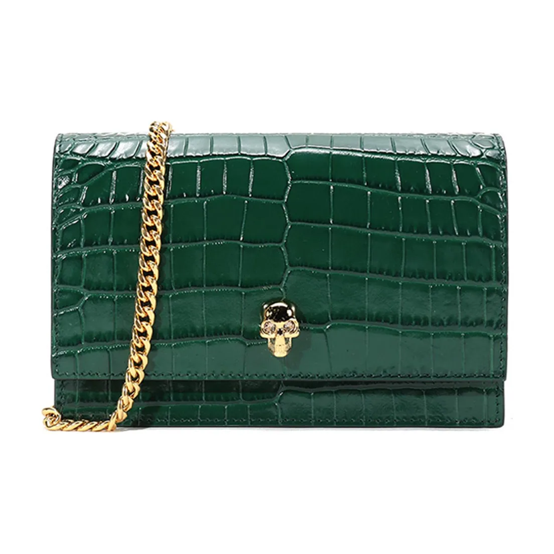 Alexander McQueen Skull Leather Crossbody Bag Shoulder Bag Women's Dark Green