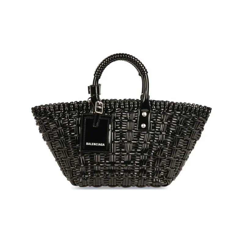 Balenciaga BISTRO Cow Leather Basket Handbag Extra Small Women's Black