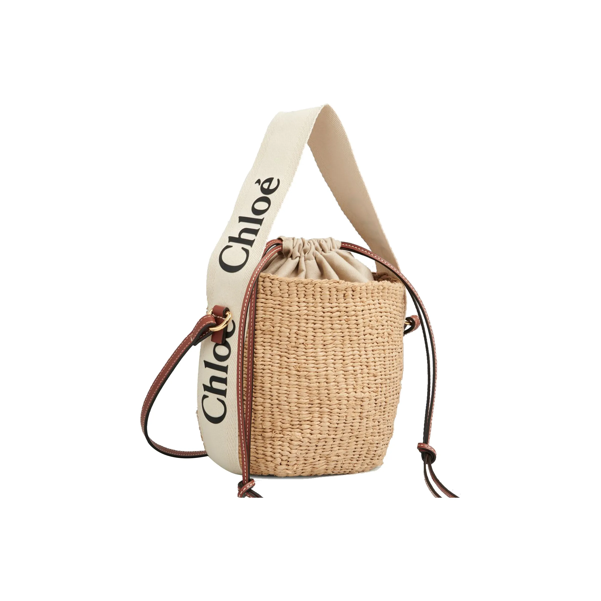 Chloe Woody Leather Tote Bag Shoulder Bag Crossbody Bag Handbags Small Size Women's Brown