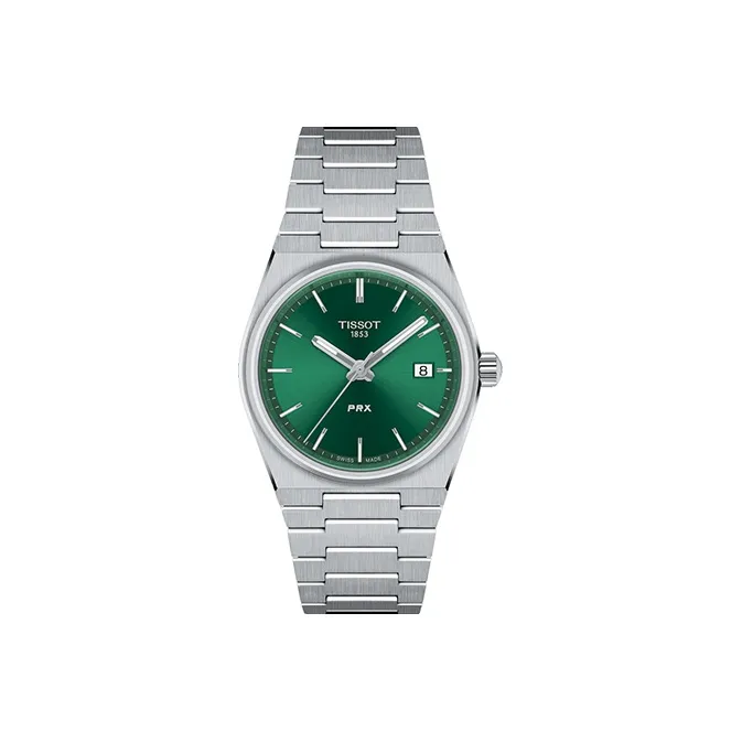 TISSOT PRX Super Player Series Кварцевый механизм Женские часы 35 мм 34,6*35 мм Зеленый циферблат