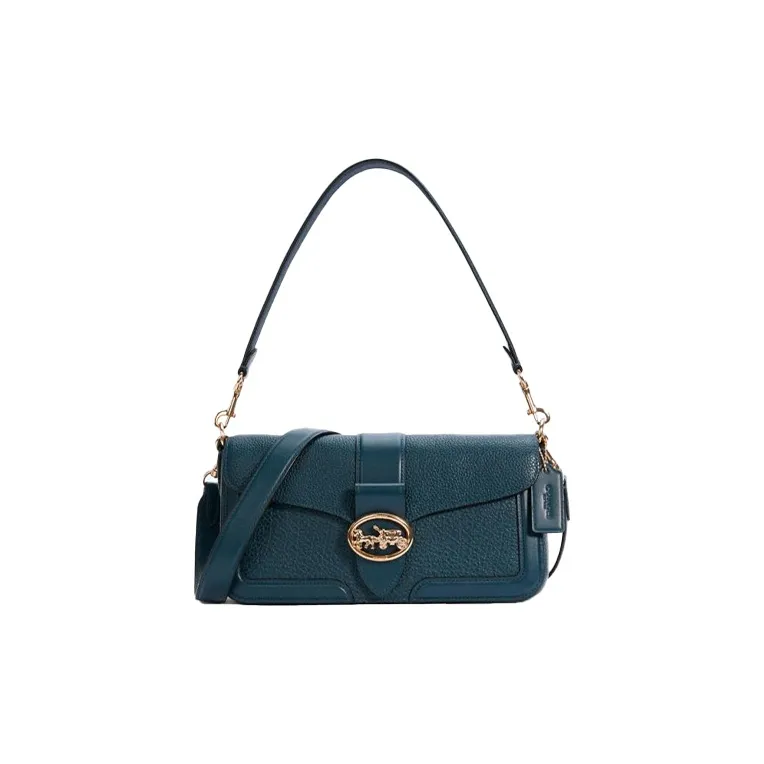 COACH Georgie Buffalo Leather Shoulder Bag Wine God Bag Portable Crossbody Bag Shoulder Bag Women's Navy Blue