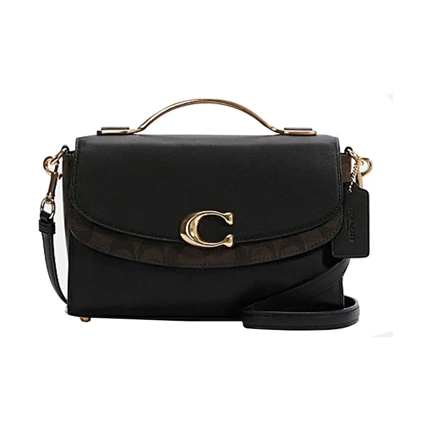 COACH Celia Кожа Маленькая Квадратная Сумка Сумка Сумка через плечо Сумка через плечо Средний Женская Черная Коричневая