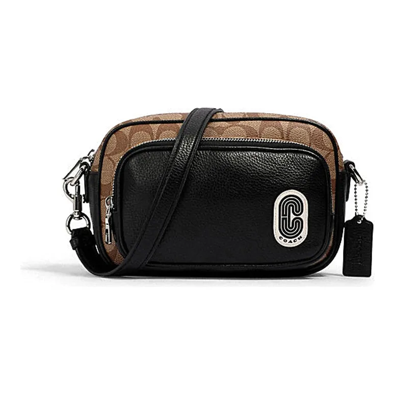 COACH Canvas With Leather Camera Bag Square Bag Shoulder Bag Crossbody Bag Small Size Men's Black & Brown
