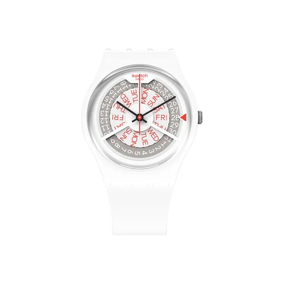 SWATCH GENT Collection Кварцевый механизм Унисекс Часы 34*39,2 мм Белый циферблат Пластиковый корпус Часы Силиконовый ремешок