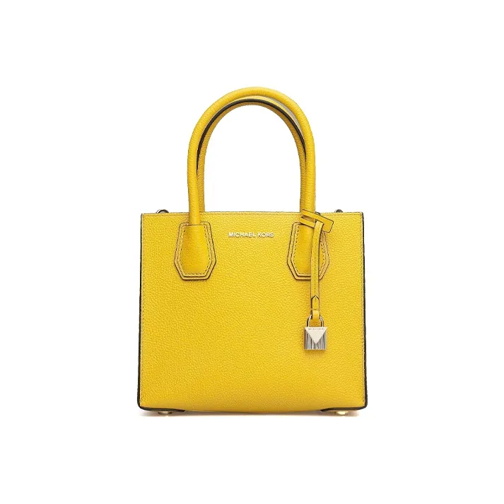 MICHAEL KORS Mercer Cow Leather Trunk Bag, Handbag, Shoulder Bag, Crossbody Bag Small Size Women's Bright Yellow