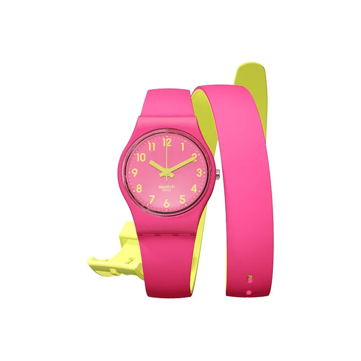 SWATCH Originals Collection Кварцевый механизм Женские часы 25 мм Розовый циферблат Часы Пластиковый корпус часов