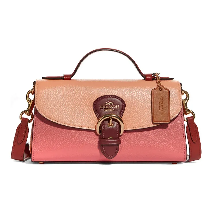 COACH Kleo Leather One Shoulder Handbag, Crossbody Bag Medium Size Women's Nude Pink Blush Pink Fuchsia Multicolor