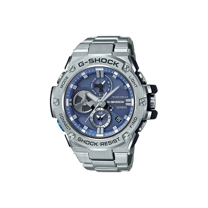 Г Shock GST Collection Железо Сердце Солнечный Механизм Нержавеющая сталь Ремешок Часы Мужские Часы Синий Циферблат