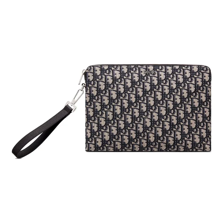 DIOR Cow Leather Clutch Regular Men's Beige Black