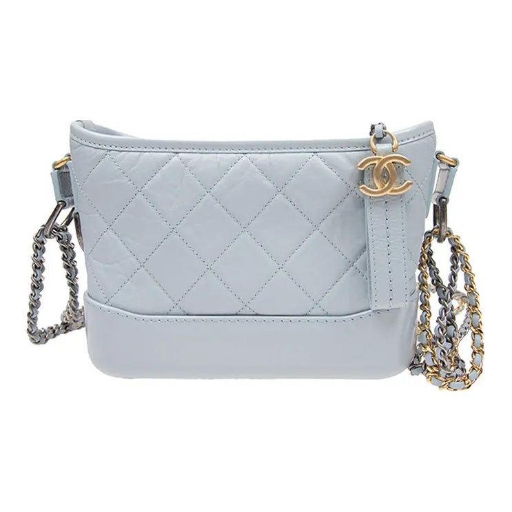 CHANEL Gabrielle Calfskin Hobo Bag Handbag Shoulder Bag Crossbody Bag Small Size Women's Light Blue