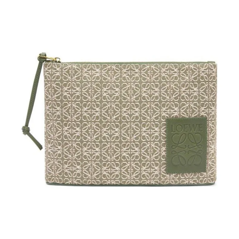 LOEWE Canvas, Cow Leather Clutch Women's Green