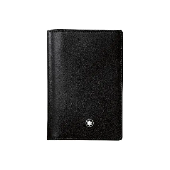 MONTBLANC Meisterstuck Grained Cow Leather Business Card Holder Wallets Men's Black