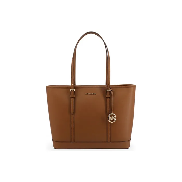 MICHAEL KORS Jet Set Travel Leather Tote Bag, Shopping Bag, Shoulder Bag Women's Caramel Brown