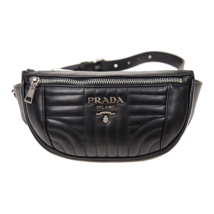 PRADA Cow Leather Popeline Pack Unisex Black