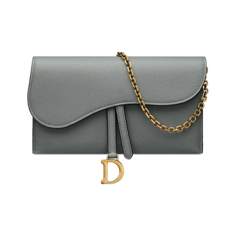 DIOR Saddle Grain Calfskin Saddle Bag, Wallet, Shoulder Bag, Clutch Women's Gray