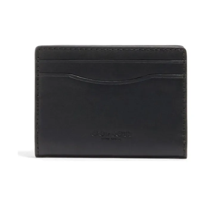 COACH Card Case Leather Money Clip Clutch Wallet Card Holder Men's Black